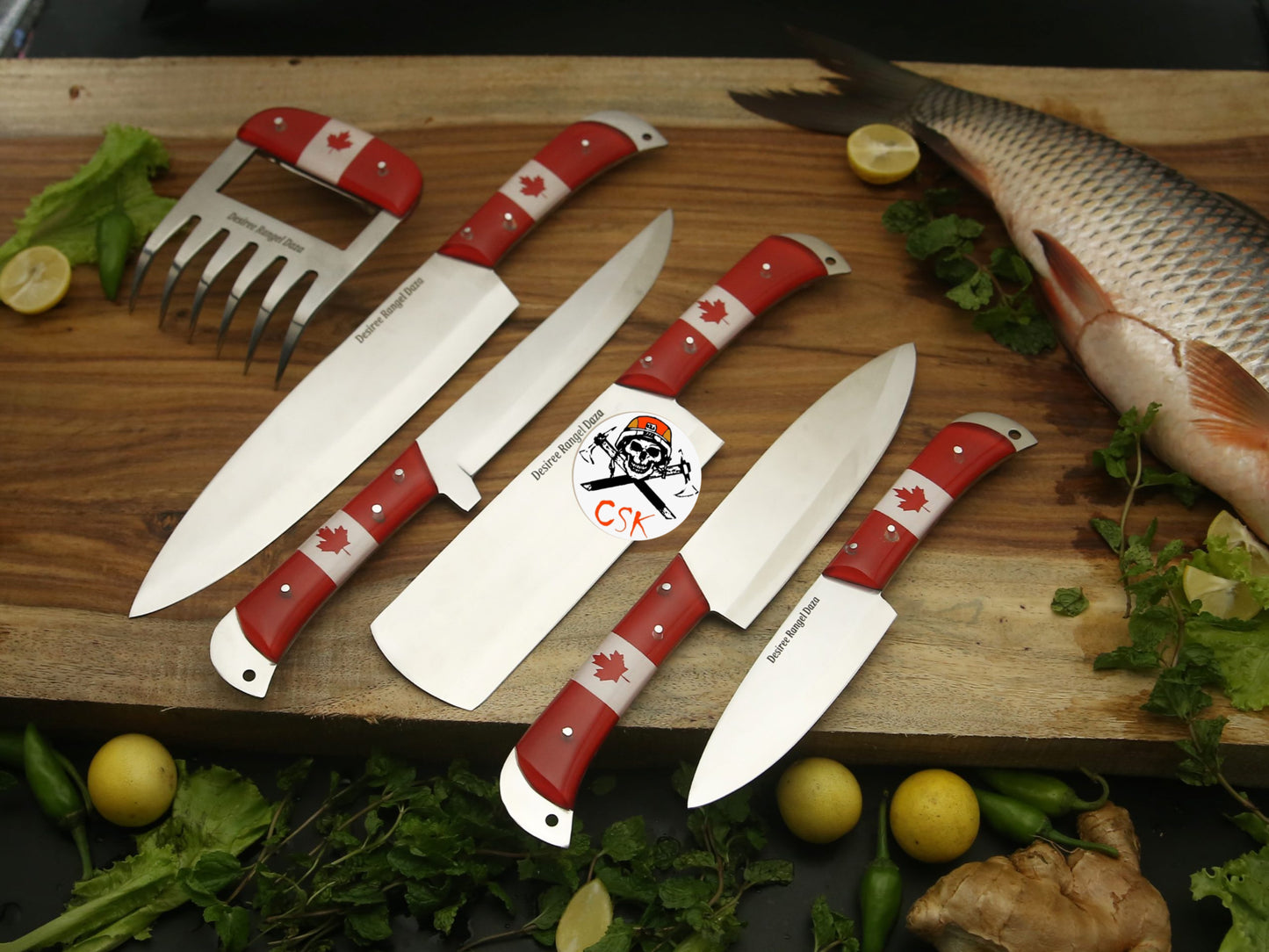 Canadian Flag Handle Stainless Steel Knives Set