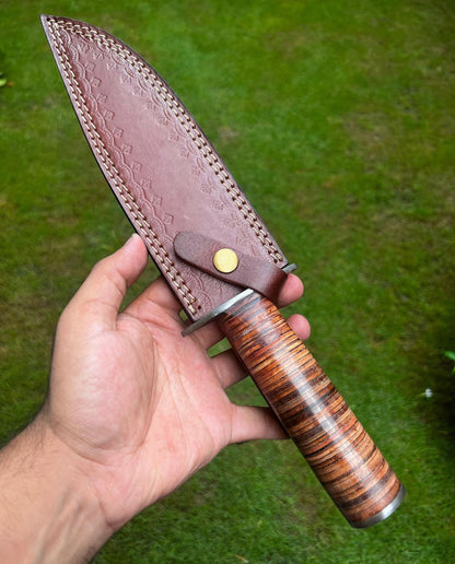 Handmade Damascus Steel Survival ka-bar Hunting knife