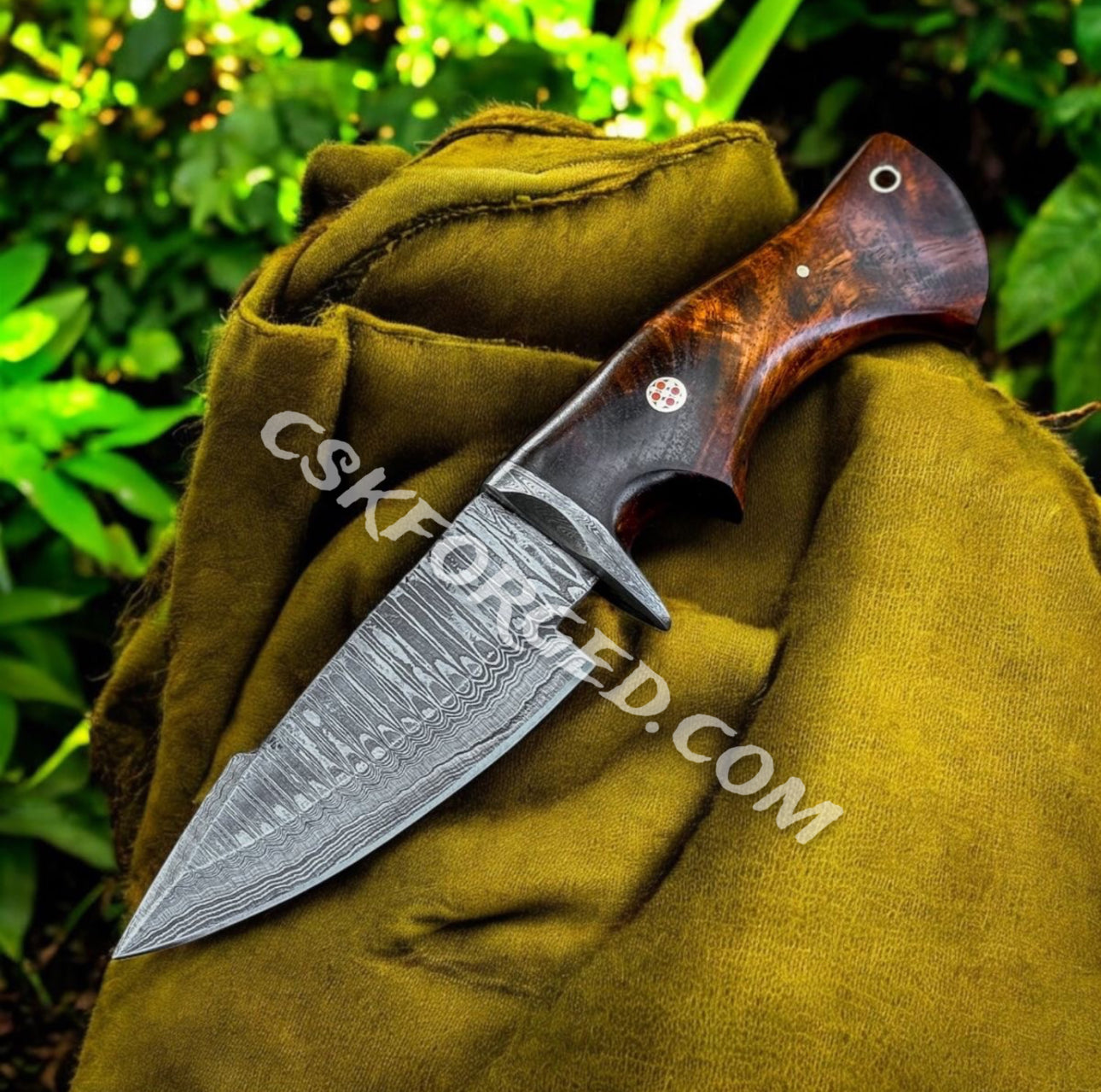 Bocat Damascus Steel Hunting Knife by cskforged