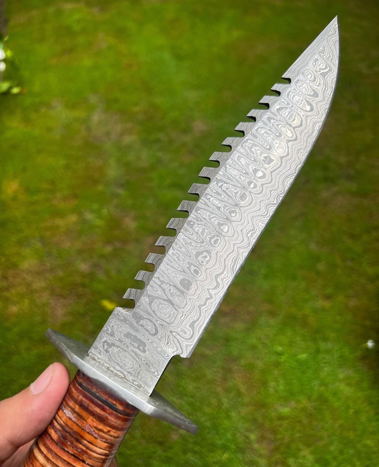 Handmade Damascus Steel Survival ka-bar Hunting knife