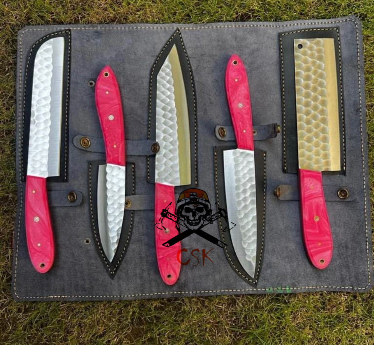 Fixed Blade Handmade D2 steel (5pcs) kitchen chef knives set
