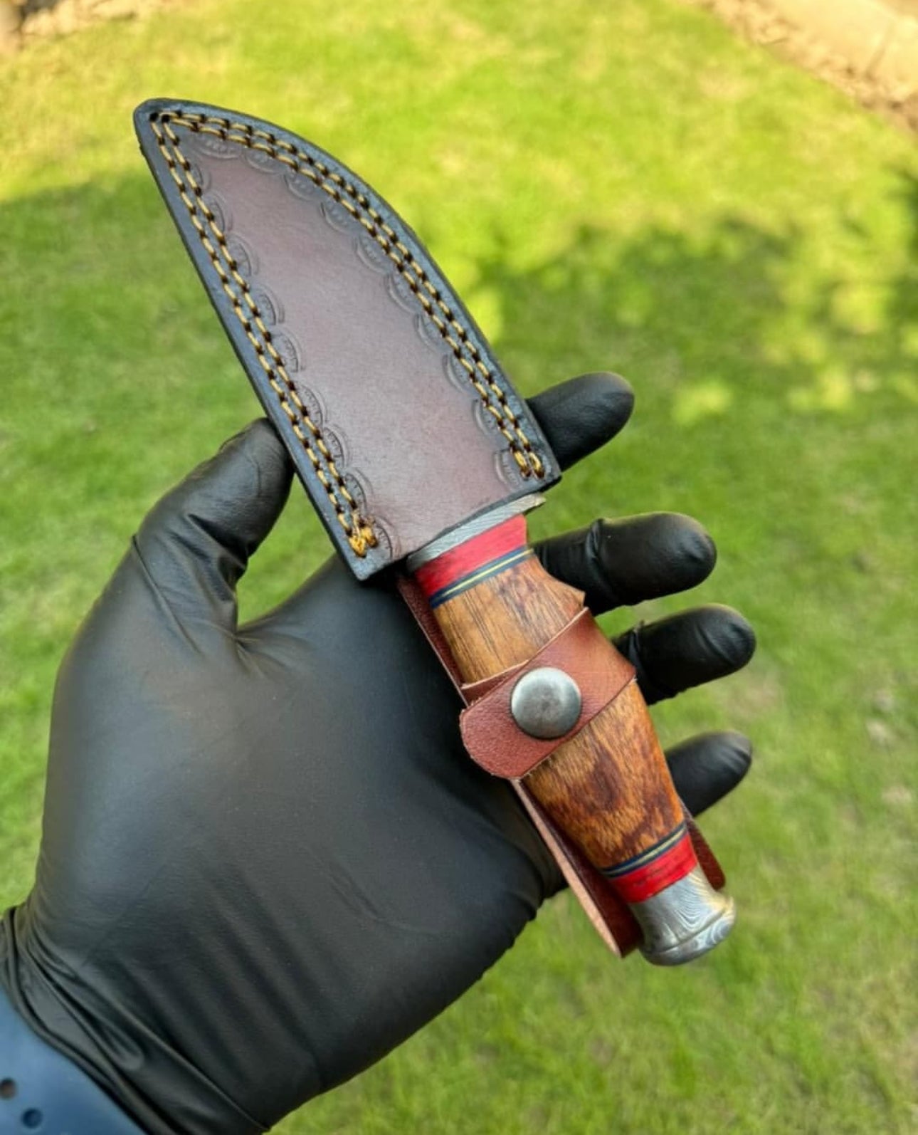 Damascus Steel Trailing Point Blade Skinning knife