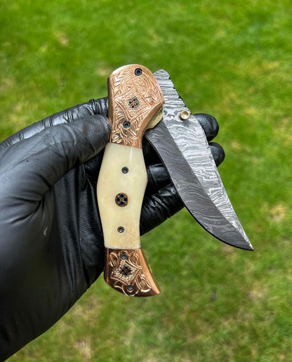 Folding Dmascus Pocket Knife/EDC Pocket Folding