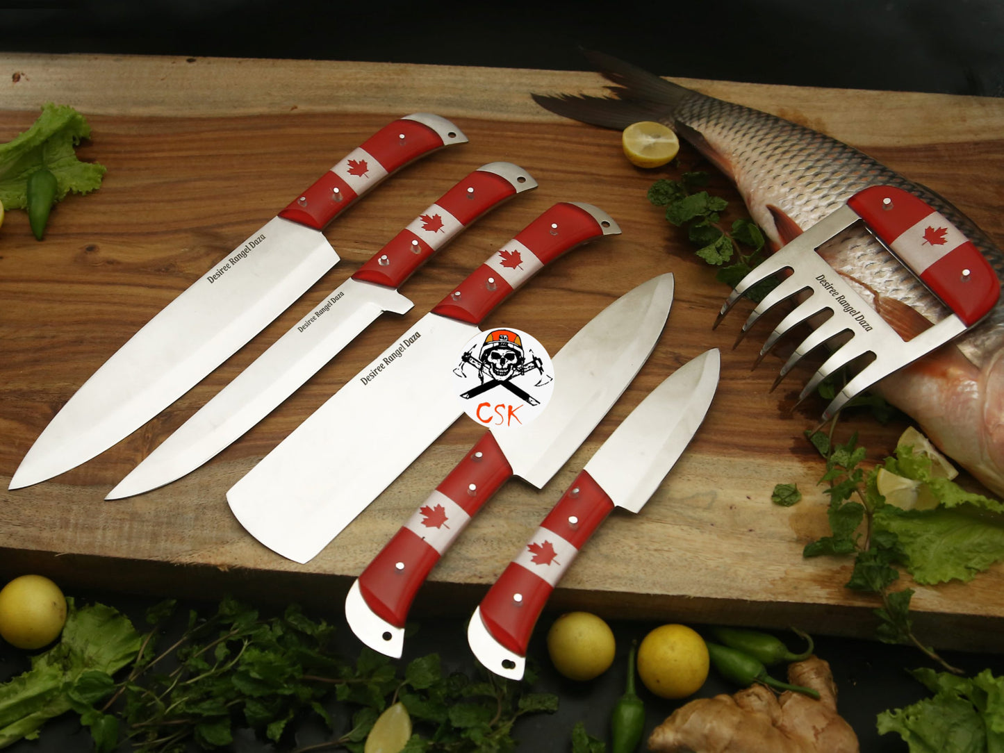 Canadian Flag Handle Stainless Steel Knives Set