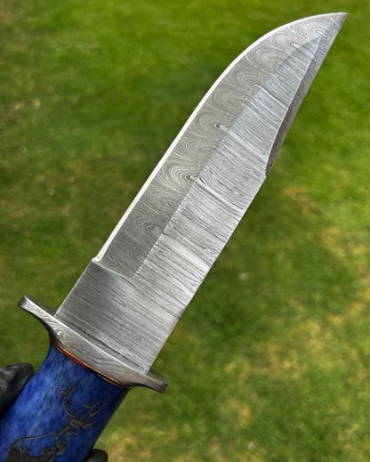 Handmade Damascus Steel Classic Outdoor Trailing Point Blade Camping knife