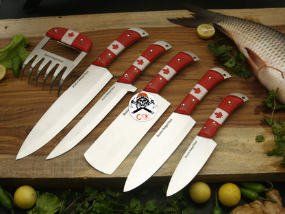 Canadian Flag Handle Stainless Steel Knives Set