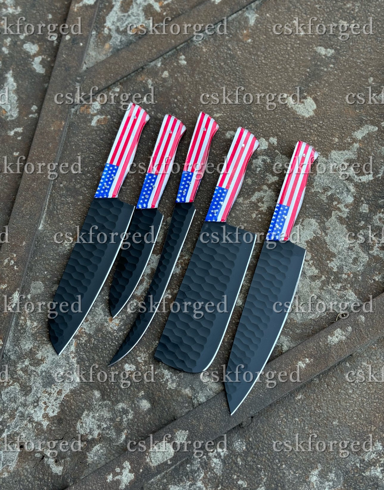 Hand Forged D2 Steel Chef Knife Set Black Powder Coated - 5-Piece Kitchen & BBQ Knives, Gifts for Him and Her, Perfect Set Of Chef Knives