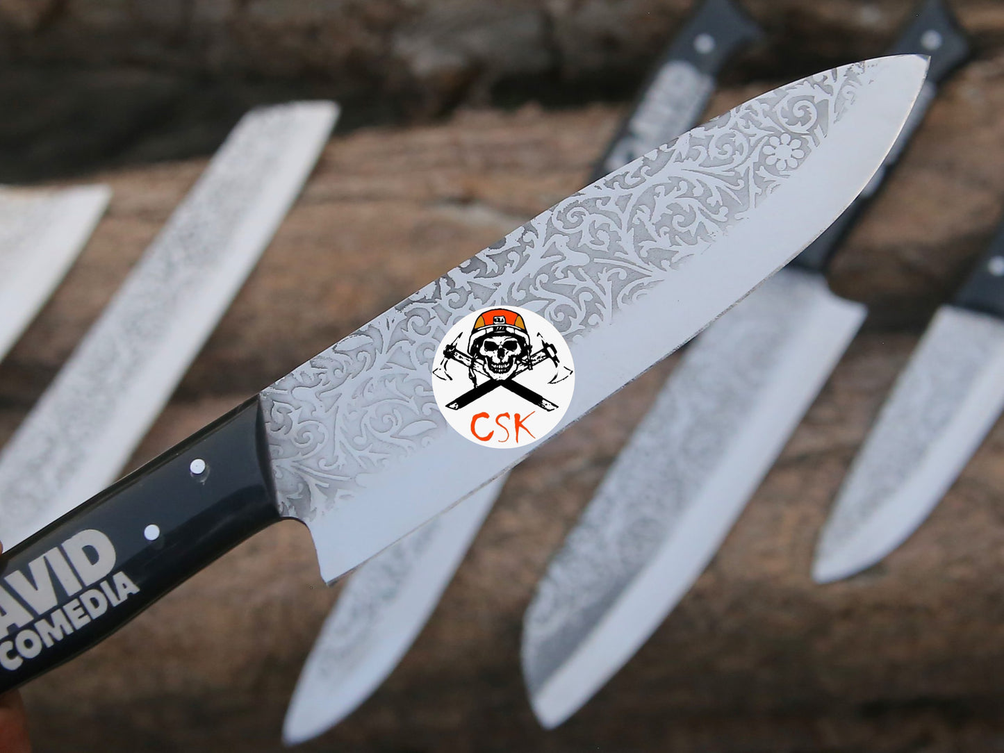 Custom Logo Handles Knives with Etching