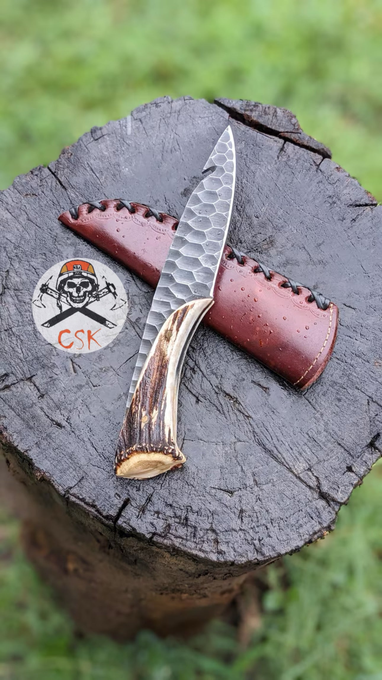 Custom Stone Texture Hand Forged 1095 Steel Vintage Viking Knife