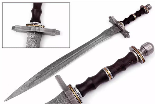 Custom Handmade HAND FORGED Damascus Steel Templar Sword COMBAT VIKING SWORD