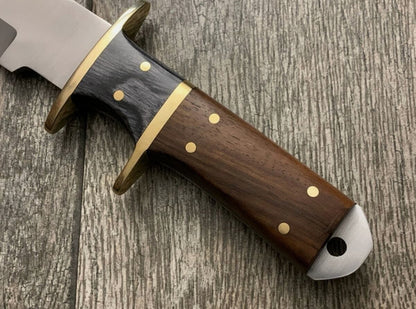 Handmade Knife with Brass Guard and Rose Wood Handle