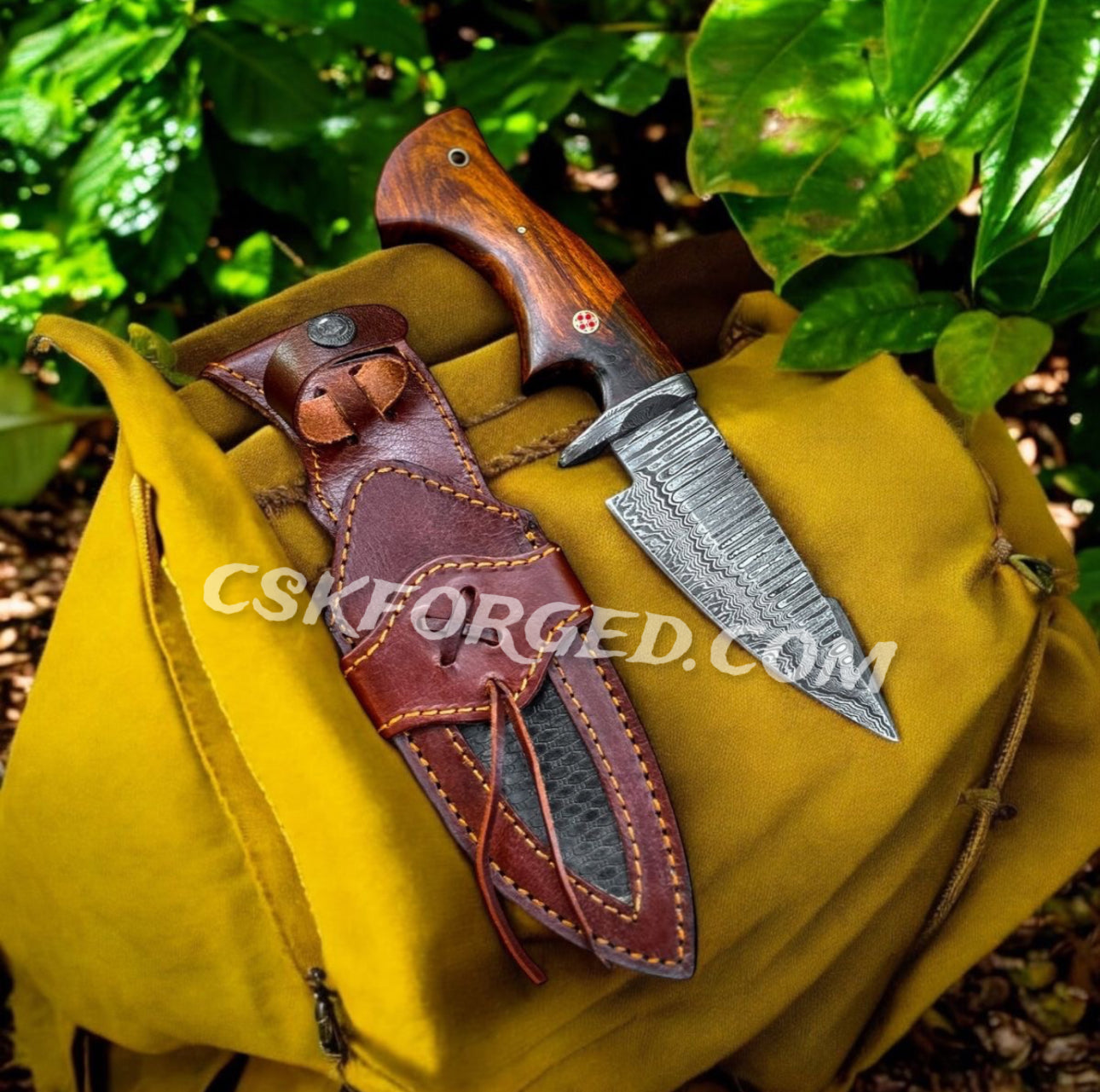 Bocat Damascus Steel Hunting Knife by cskforged