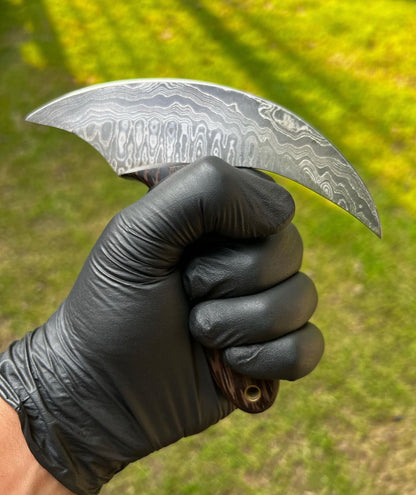 Handmade Damascus Ulu Knife