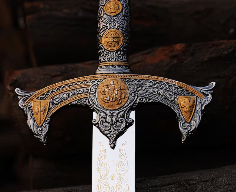 Handmade Templar Knights Sacred Holy Longsword Ornate Full Length Steel Sword| Medieval Sword With Leather Sheath