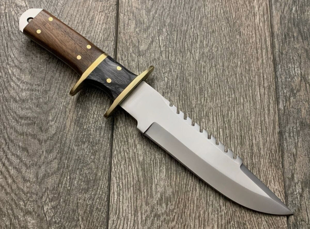 Handmade Knife with Brass Guard and Rose Wood Handle