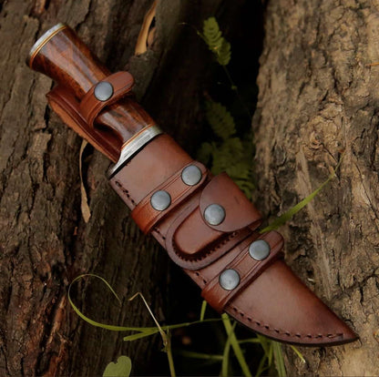 HANDMADE CRUCIFIER HUNTING KNIFE WITH EXOTIC ROSEWOOD HANDLE