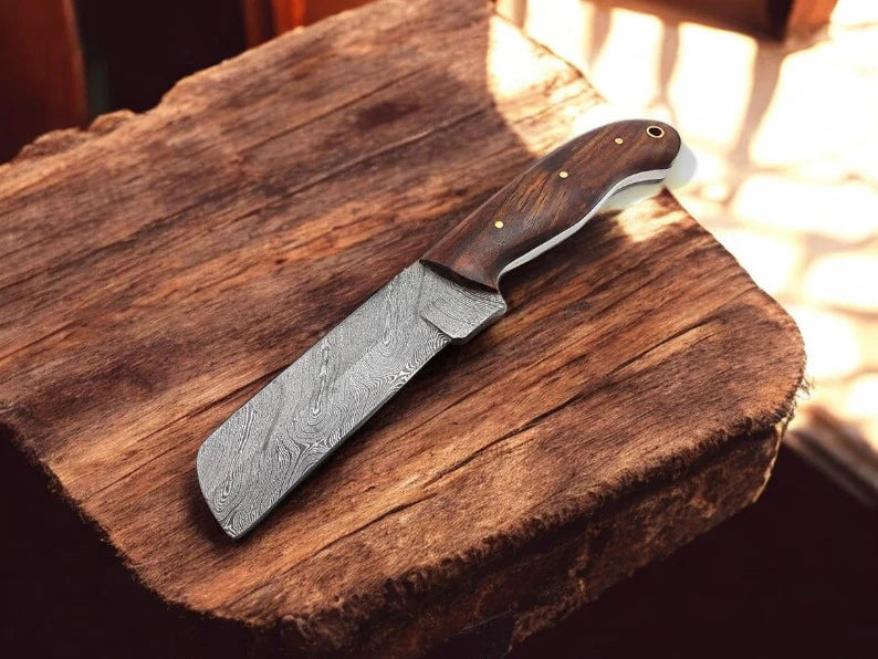 Custom Handmade Bull Cutter Knife with Leather Sheath