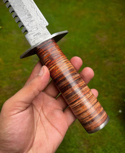 Handmade Damascus Steel Survival ka-bar Hunting knife