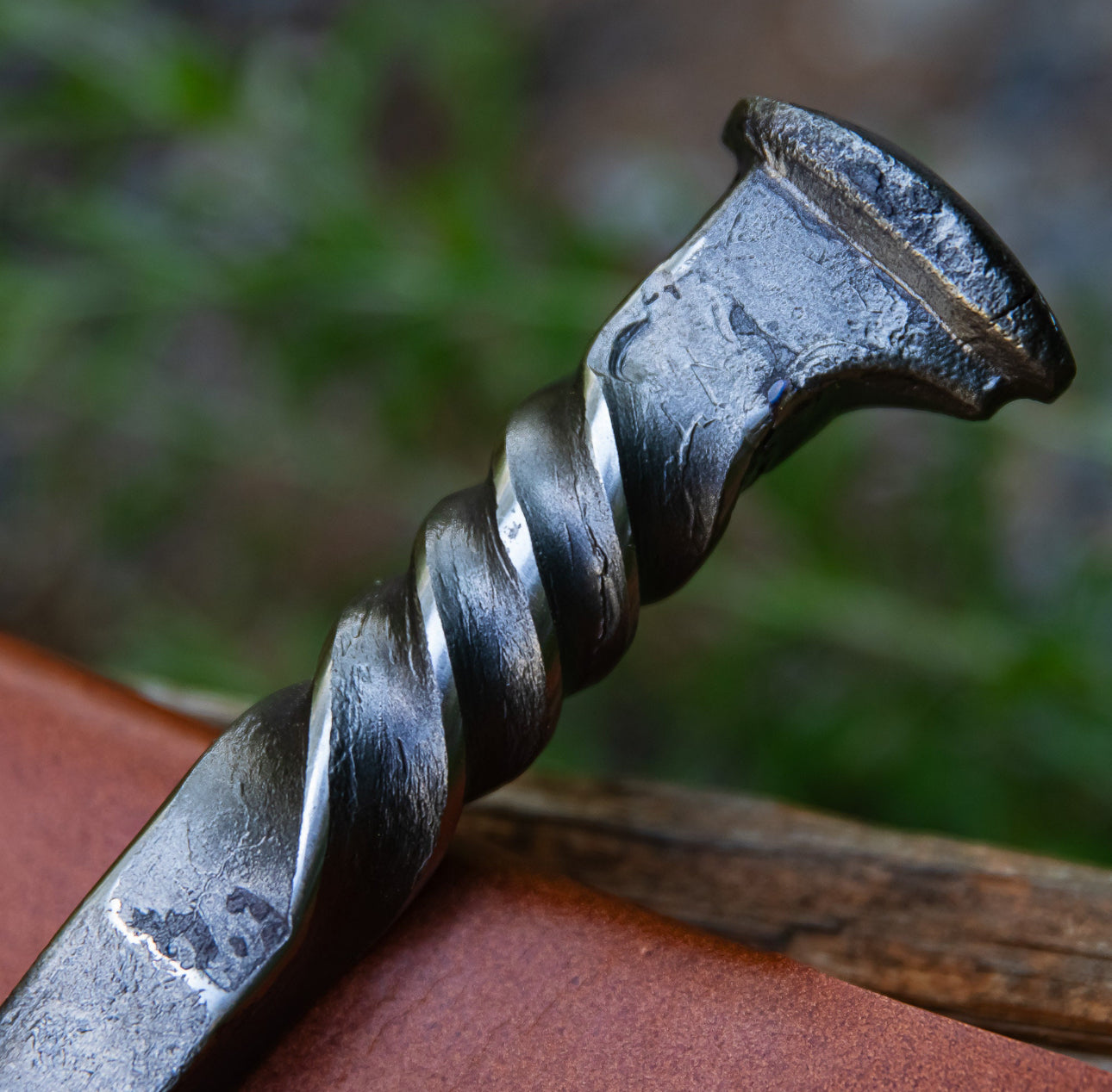 Diamond in the Rough Twisted Railroad Spike Knife | Full Tang Clip Point Camping Hiking Gifts for Him Hunting Blade