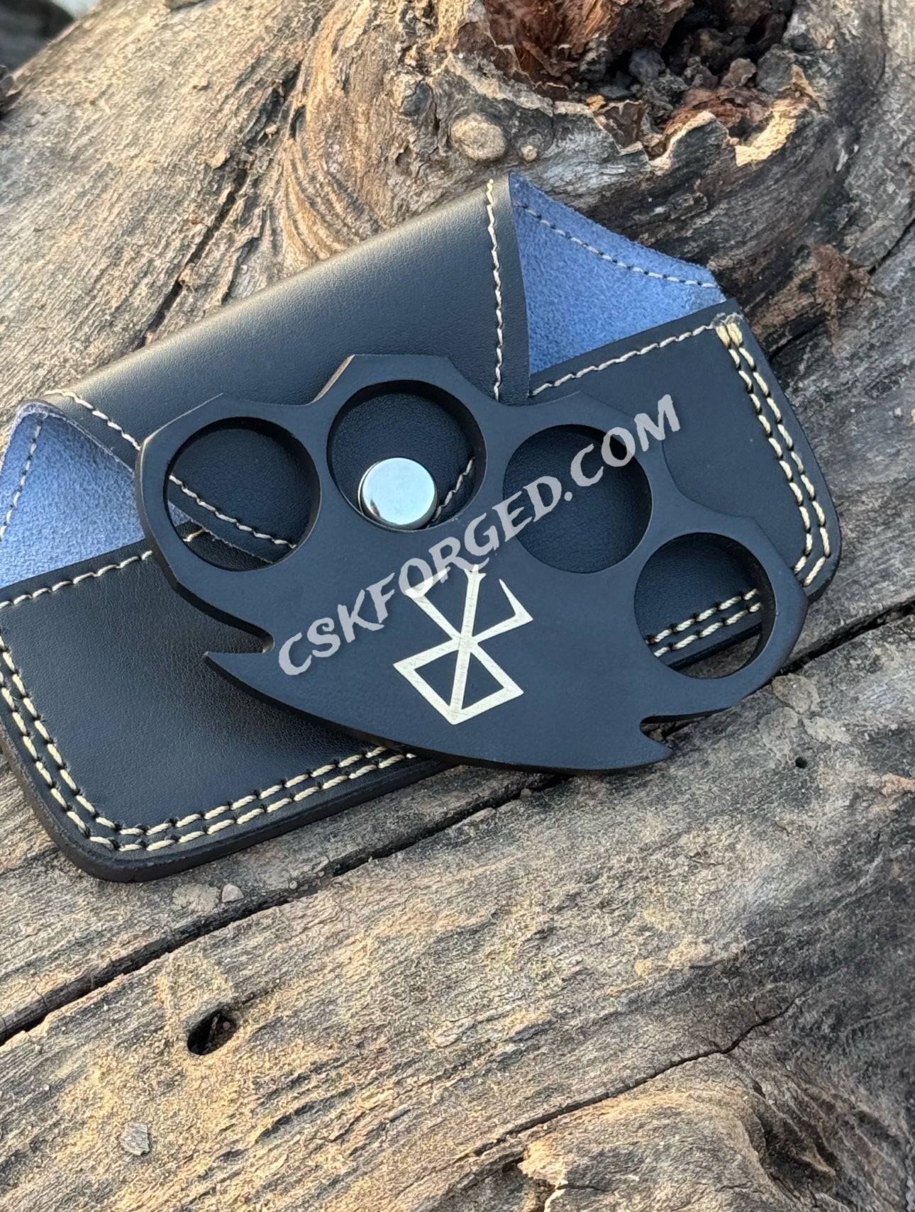 Viking-Inspired Black Powder-Coated Brass Knuckles with Runes Berserker Design