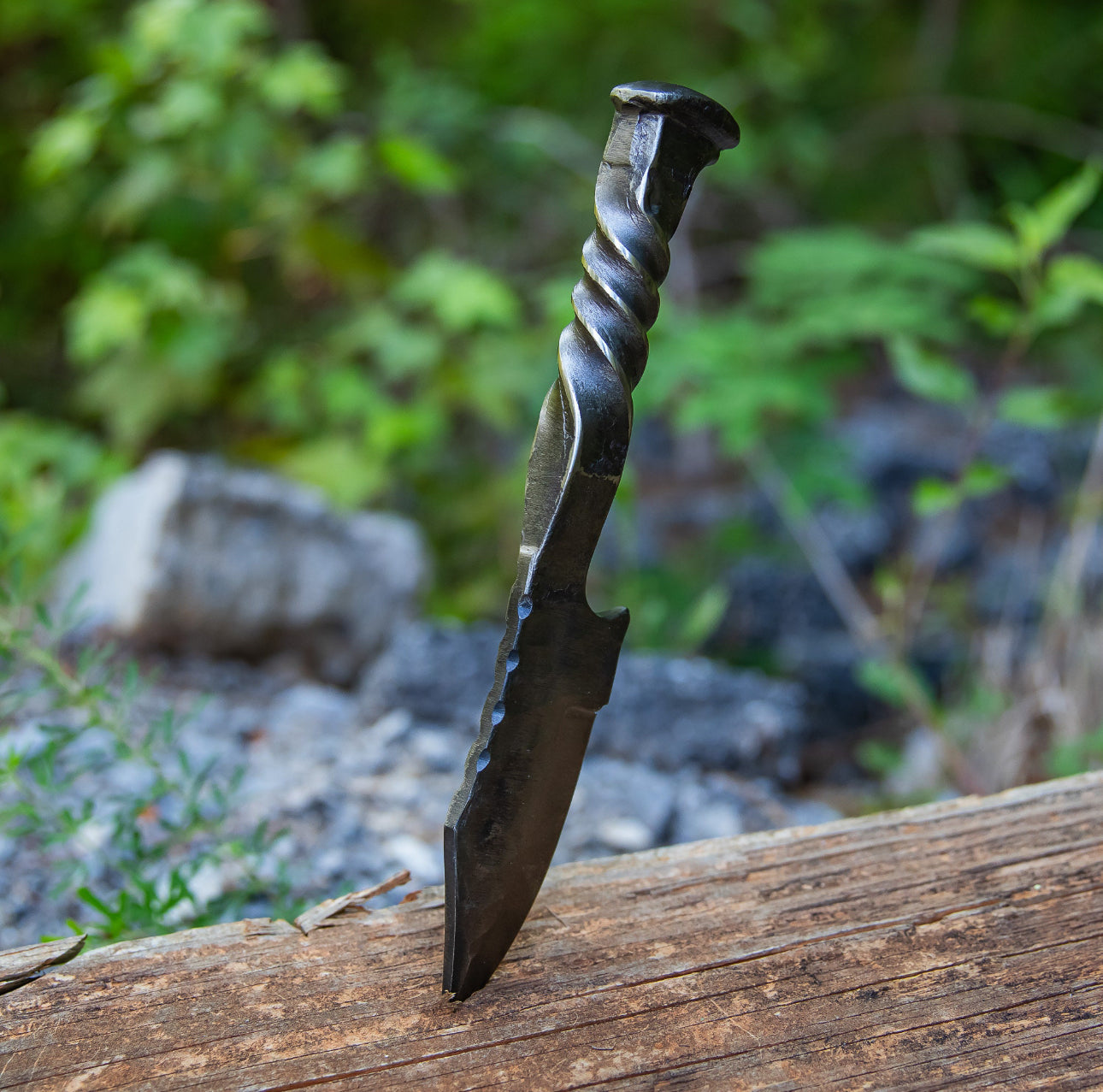 Diamond in the Rough Twisted Railroad Spike Knife | Full Tang Clip Point Camping Hiking Gifts for Him Hunting Blade