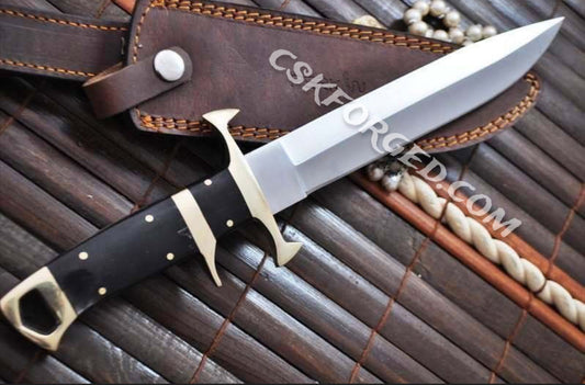 Classic Handmade Knife with Brass Guard and Ebony Handle