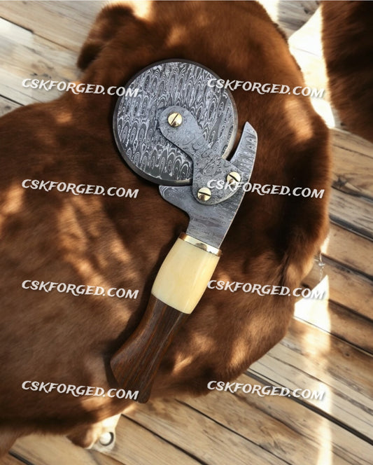 Damascus Steel Wheel Pizza Cutter-Best for Home & Professional Chefs