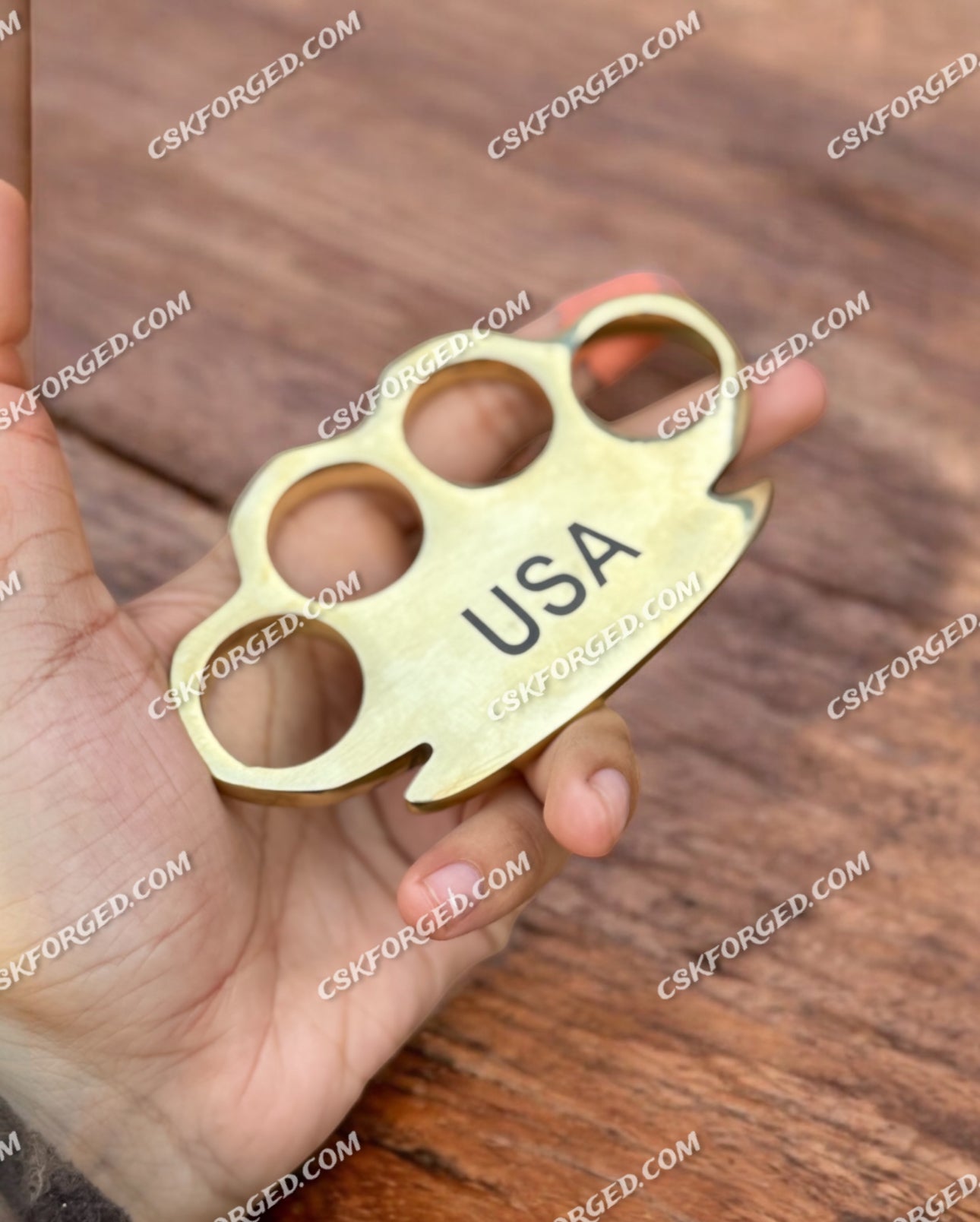 USA Real Brass Knuckles With Leather Pouch