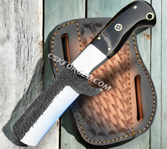 7" Handmade Cowboy Bull cutter knife with leather sheath