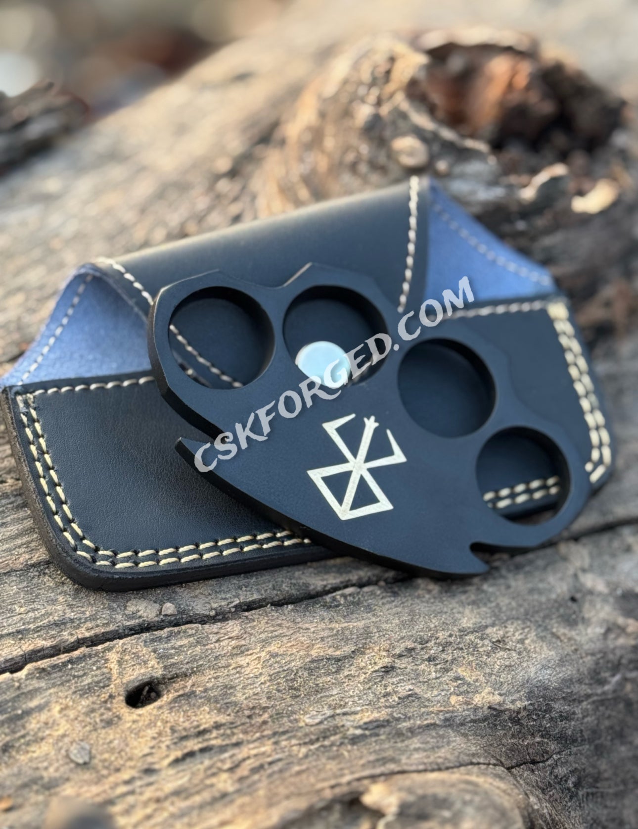 Viking-Inspired Black Powder-Coated Brass Knuckles with Runes Berserker Design