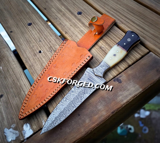 Damascus Steel Annie Oakley Carver Hunting Boot Knife