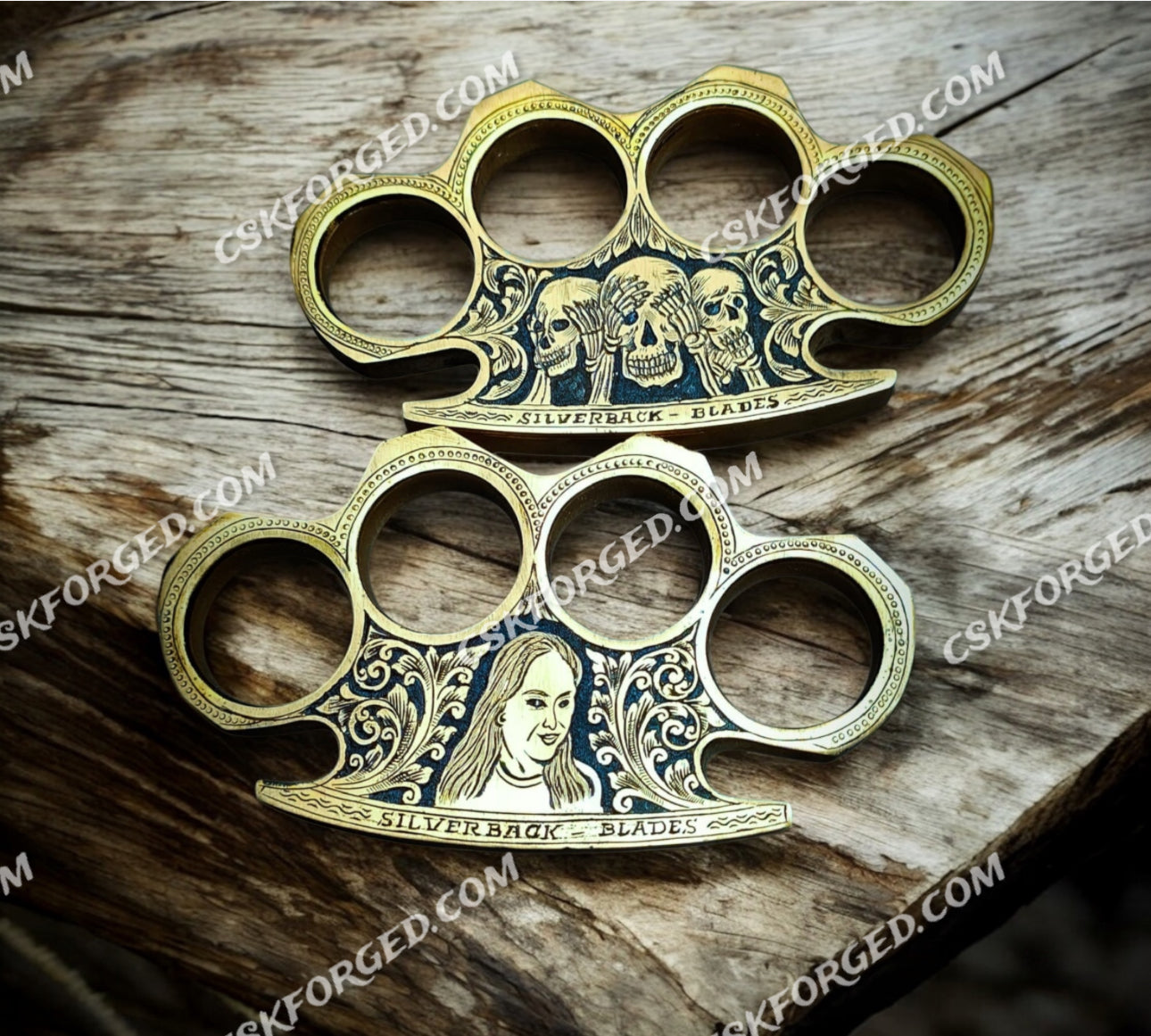 Skull & Portrait Hand Engraved Brass Knuckle Collection