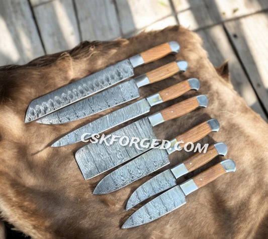 Handmade Damascus Steel Chef Knife Set 5-Piece Kitchen Knives – Full Tang Professional Cooking Knives