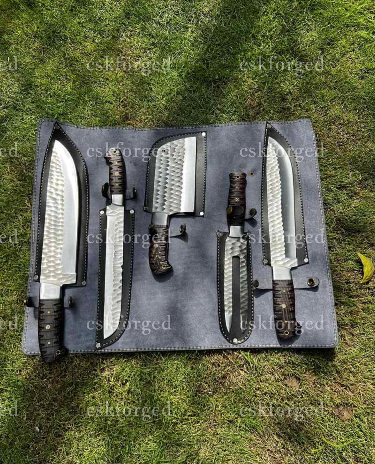 Handmade D2 steel kitchen BBQ knives set