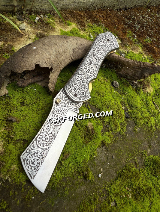 Hand-Engraved Scrollwork Pocket Knife