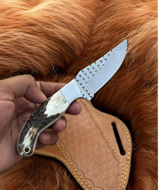 Stag Horn Knife Hand Forged Rasp File Knife