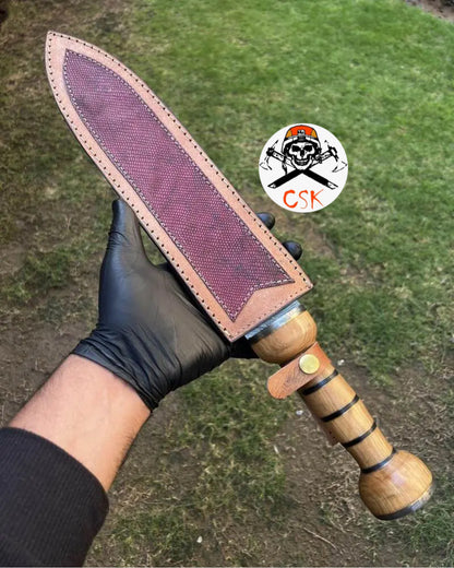 Handcrafted Damascus Steel Gladius Sword with Custom Wooden Handle and Leather Sheath