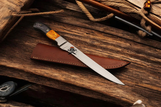 Handmade Legacy Damascus Fishing Knife with Pkka Wood Handle