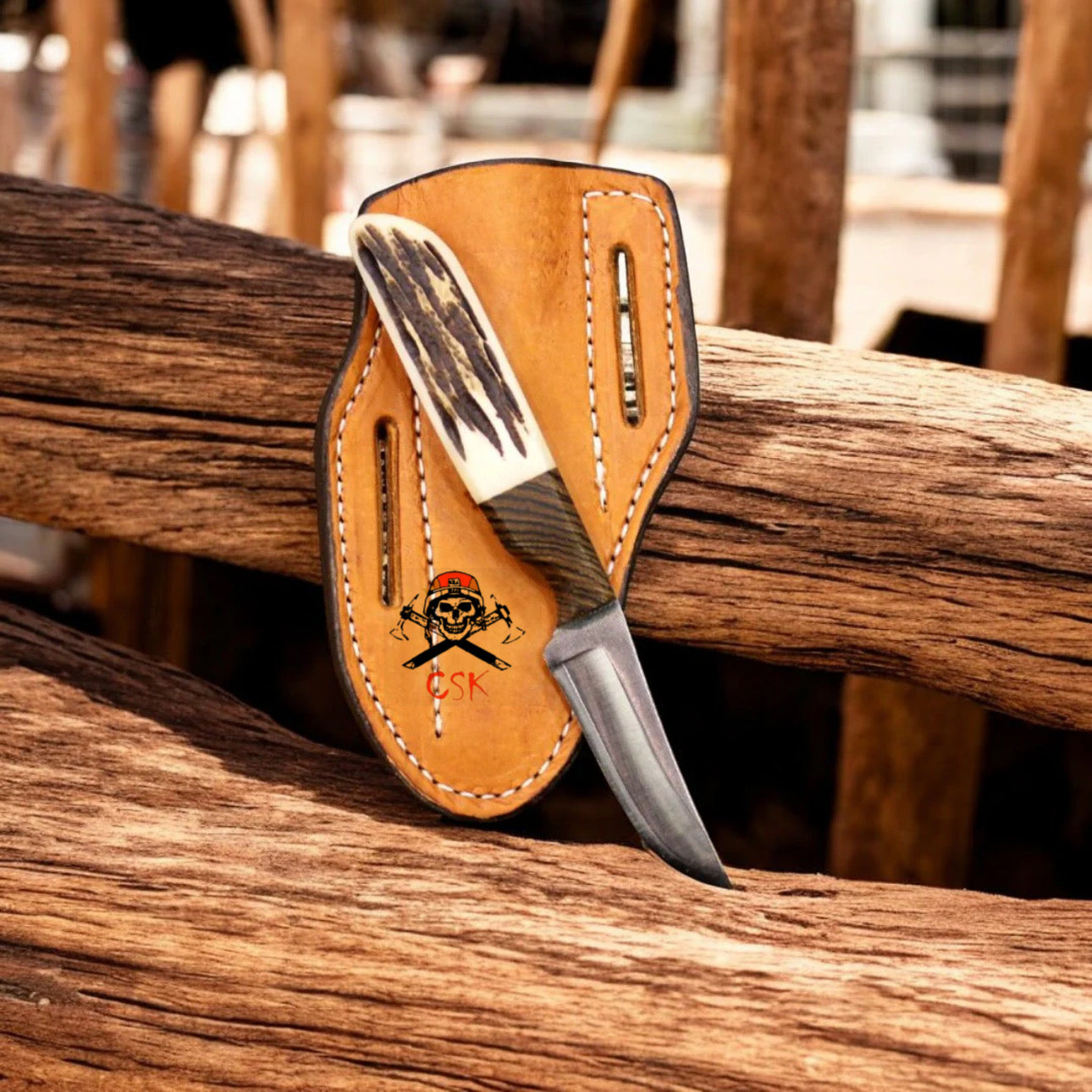 Handmade Cowboy Knife with Antler Horn Handle