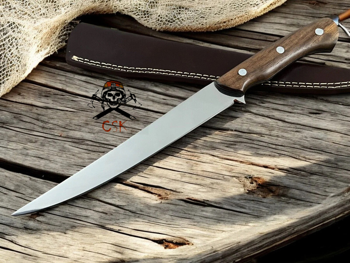 Handmade Personalized Fillet Knife with Rosewood Handle