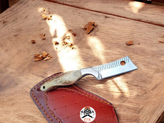 Handmade Bull Cutter Knife Antler Horn Handle