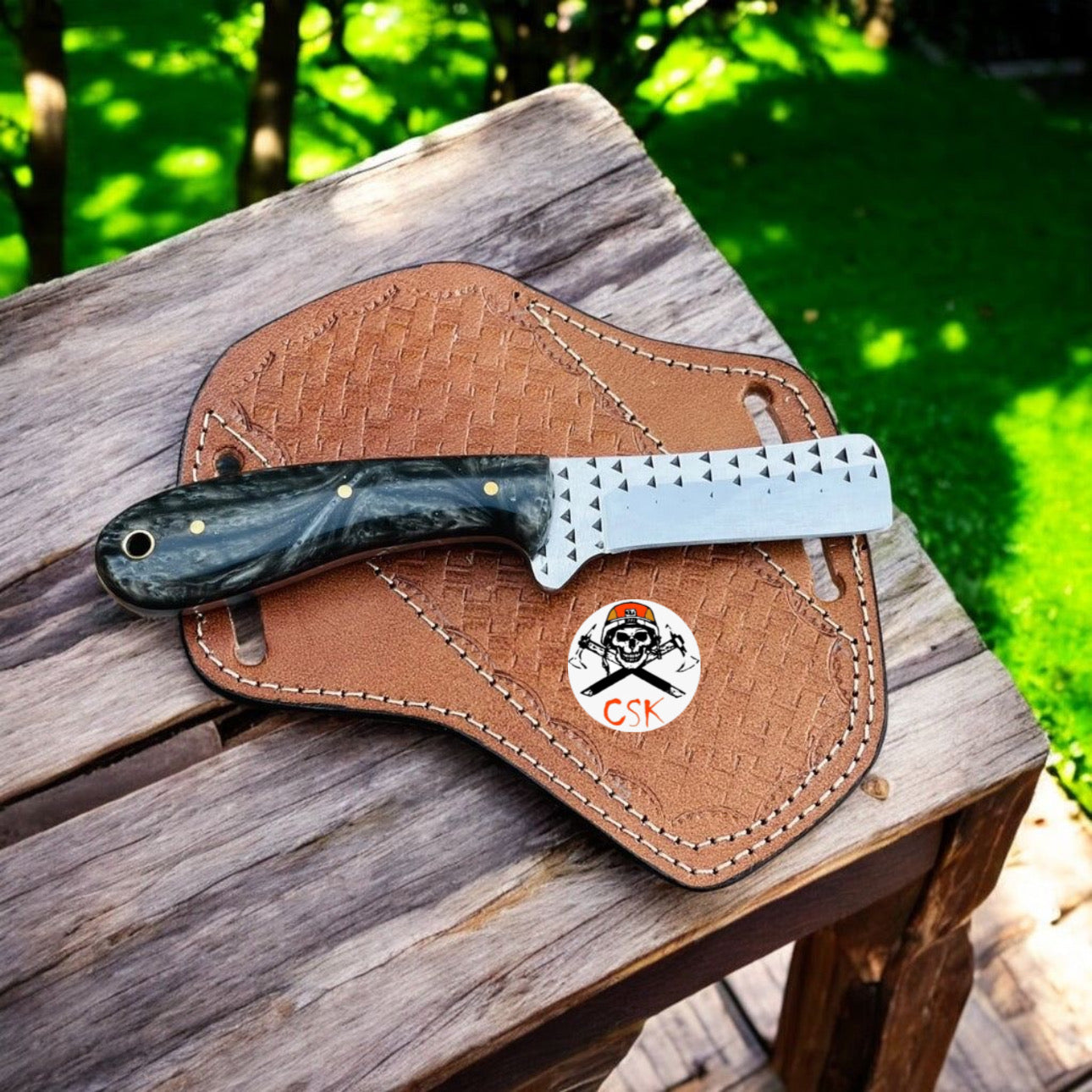 Handmade Cowboy Belt Knife and Western Sheath – Rasp Steel Blade