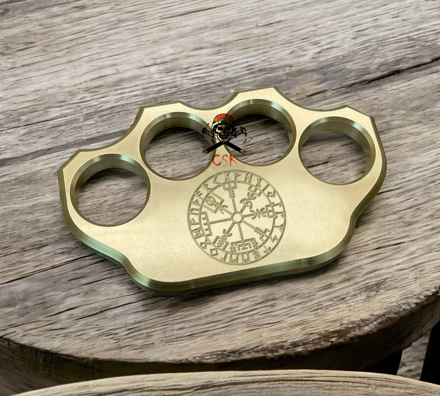 Viking Brass Knuckle Norse Vegvisir Compass Engraved Collectible Gift