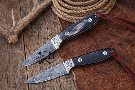 Rancher Buckaroo Knifes Collection – 3” Damascus Blade with Belt Sheath