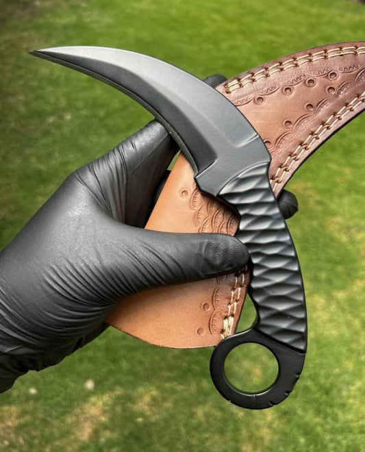 Hand Forged D2 steel Black Coated karambit knife