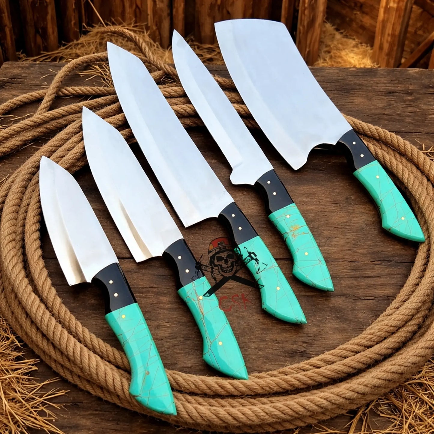 Fixed Blade Handmade D2 steel (5pcs) kitchen chef knives set