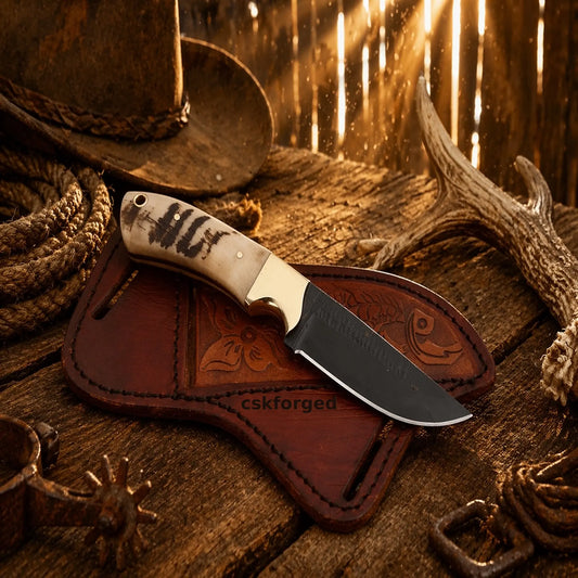 Rasp File Cowboy Knife – Sheep Horn Handle Handmade Ranch & Hunting Knife
