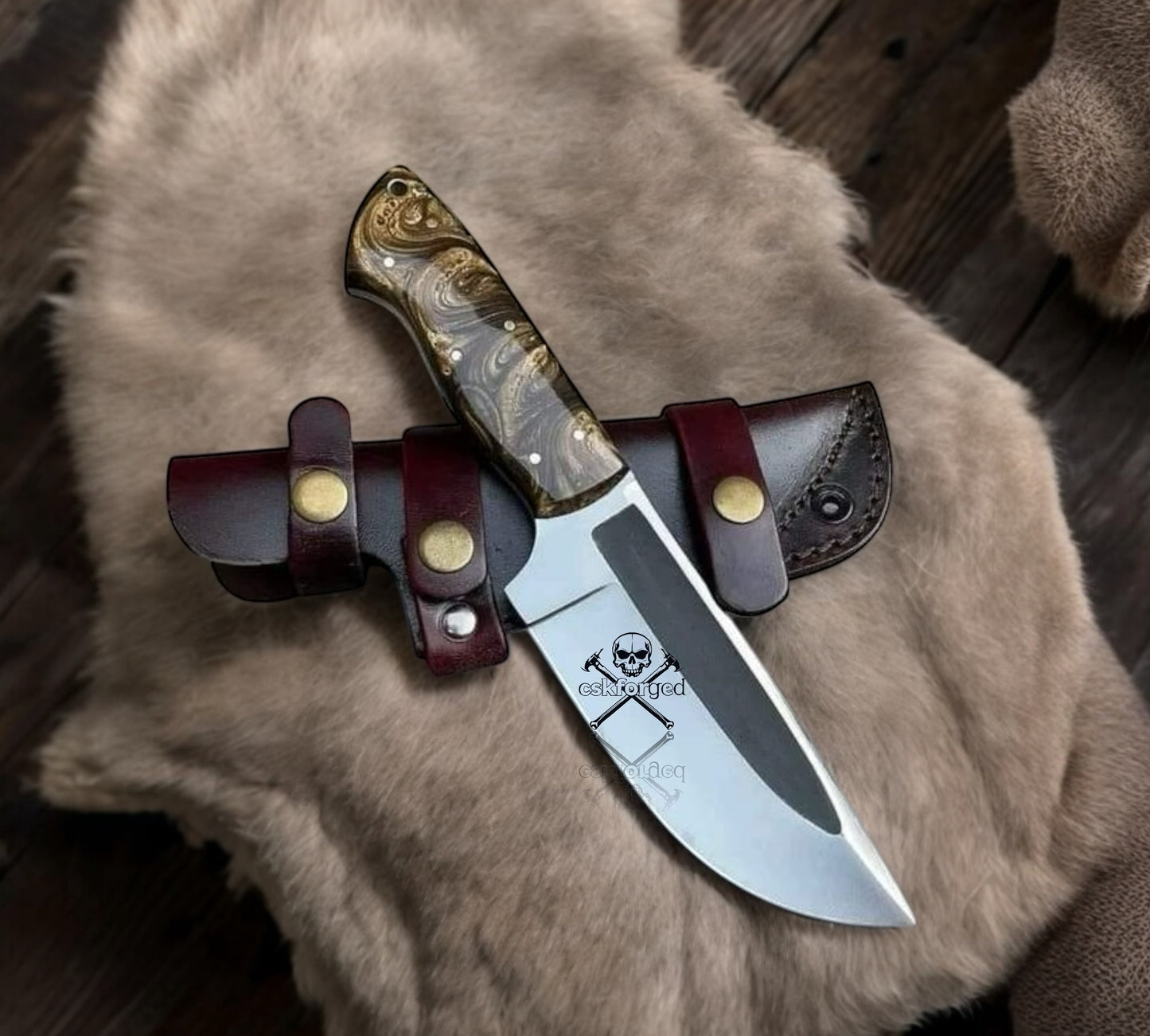 Notch Blade Hunting Knife Custom Sheath Gift For Men