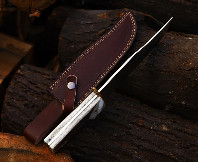 Antler Hunting Knife Handmade Stainless Steel Best Hunting Companion Knife