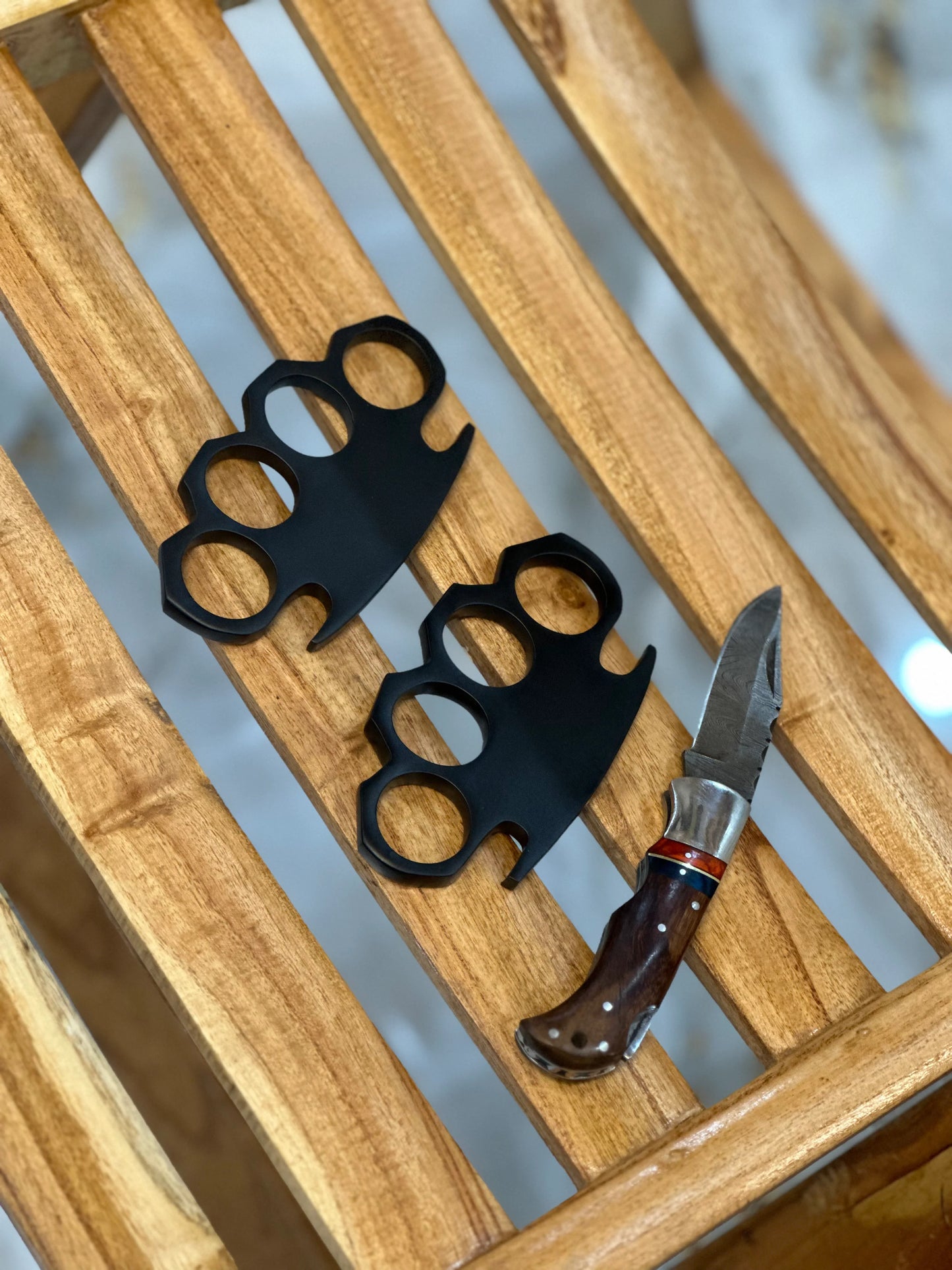 Handmade (2pcs) knuckles with Pocket folding knife Deal